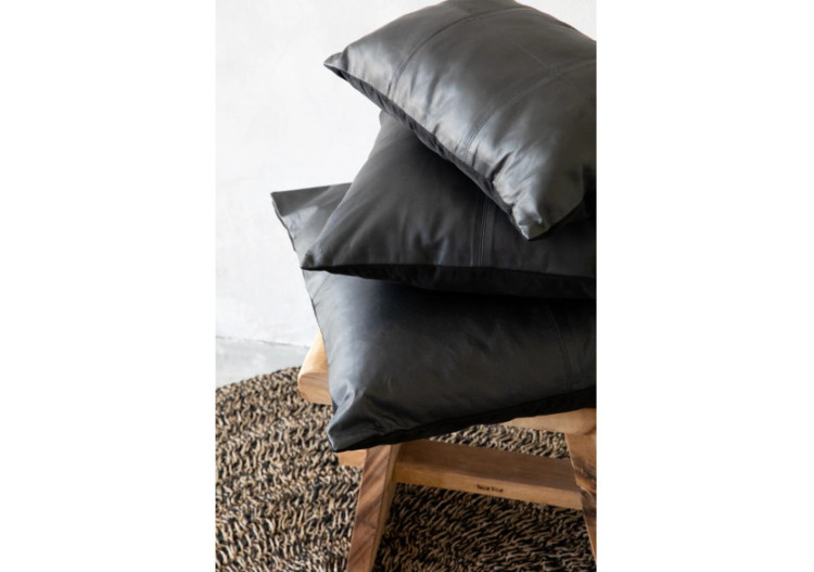 Housse de coussin en cuir à quatre panneaux - Noir 40x40cm - INPG001B-40x40 - Bazar Bizar 2