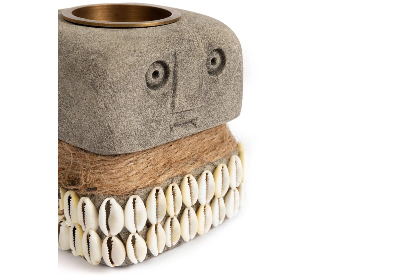 Porte-Tealight Sumba Stone n°31 - Fait main - BAHRA031 - Bazar Bizar