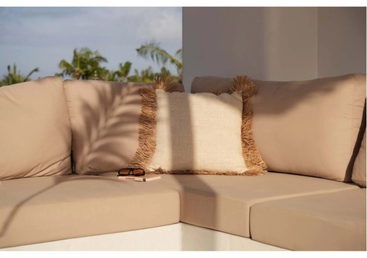 Housse de Coussin Saint Tropez - Blanc Naturel - 60x60 cm - JABR021NW-L-60x60 - Bazar Bizar 2