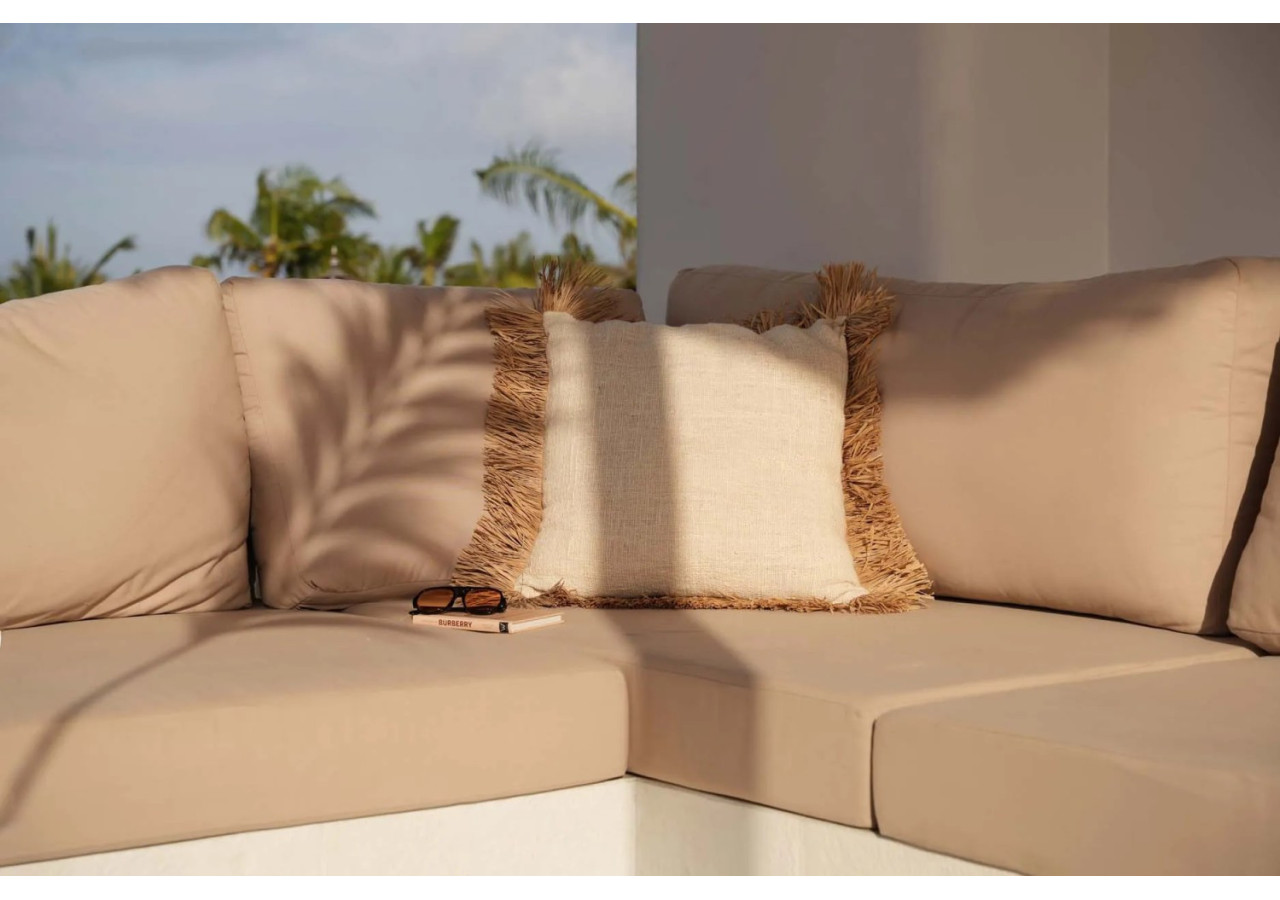 Housse de Coussin Saint Tropez - Blanc Naturel - 60x60 cm - JABR021NW-L-60x60 - Bazar Bizar