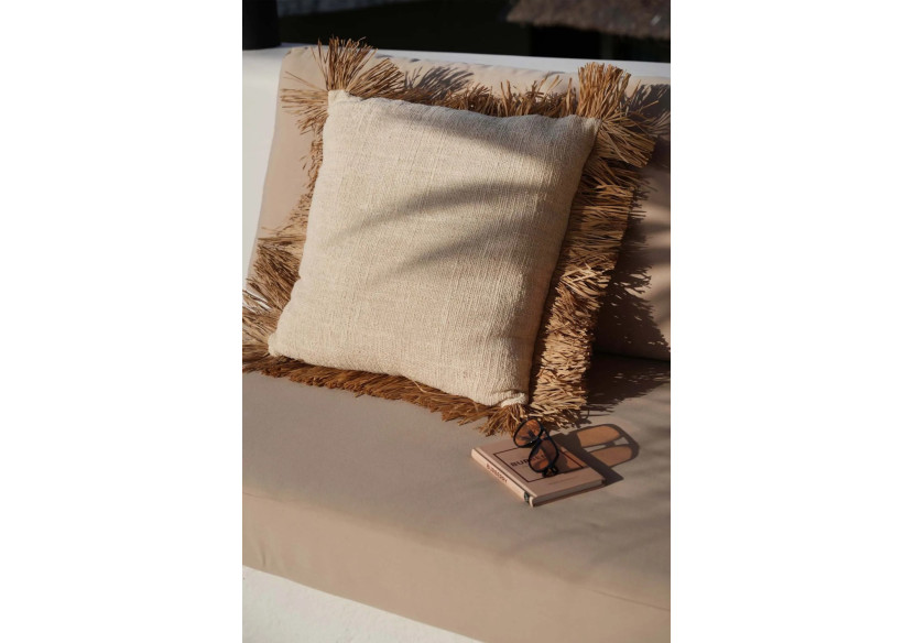 Housse de Coussin Saint Tropez - Blanc Naturel - 60x60 cm - JABR021NW-L-60x60 - Bazar Bizar
