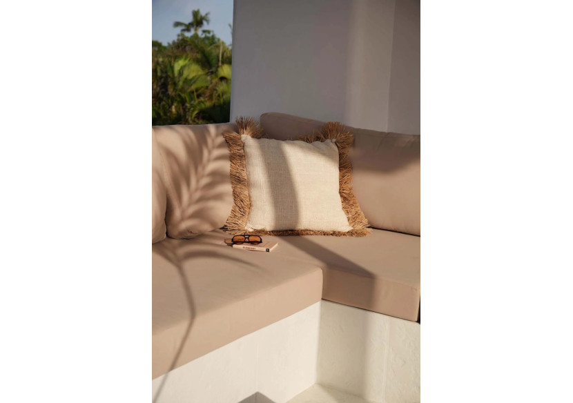 Housse de Coussin Saint Tropez - Blanc Naturel - 60x60 cm - JABR021NW-L-60x60 - Bazar Bizar