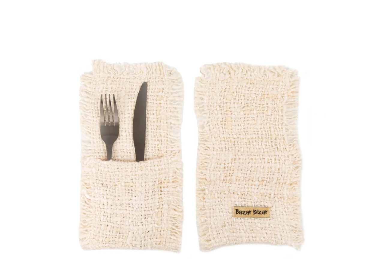 Porte-Couverts Oh My Gee - Crème - Set de 4 - INIE005Cr-SET4 - Bazar Bizar