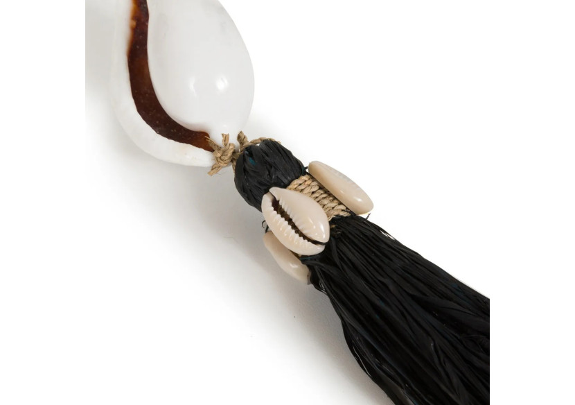 Porte-clés Kubu - Noir Naturel avec Coquillage - BALE076WB - Bazar Bizar