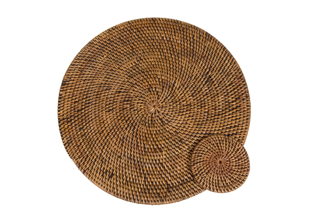 Sous-verre Colonial - Brun Naturel en Rotin - BAGE002NBr - Bazar Bizar