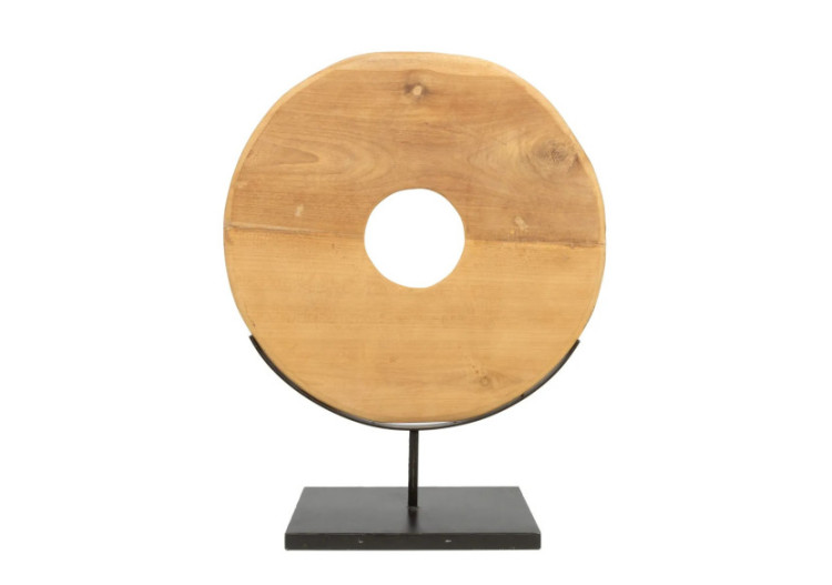 Disque en Teck sur Socle - Grand - JAAM030N-L - Bazar Bizar