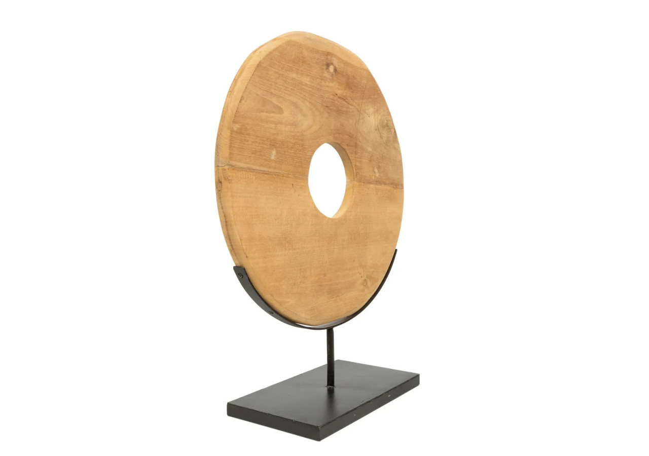 Disque en Teck sur Socle - Grand - JAAM030N-L - Bazar Bizar
