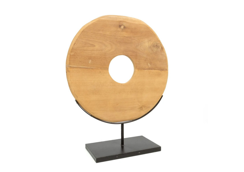 Disque en Teck sur Socle - Grand - JAAM030N-L - Bazar Bizar