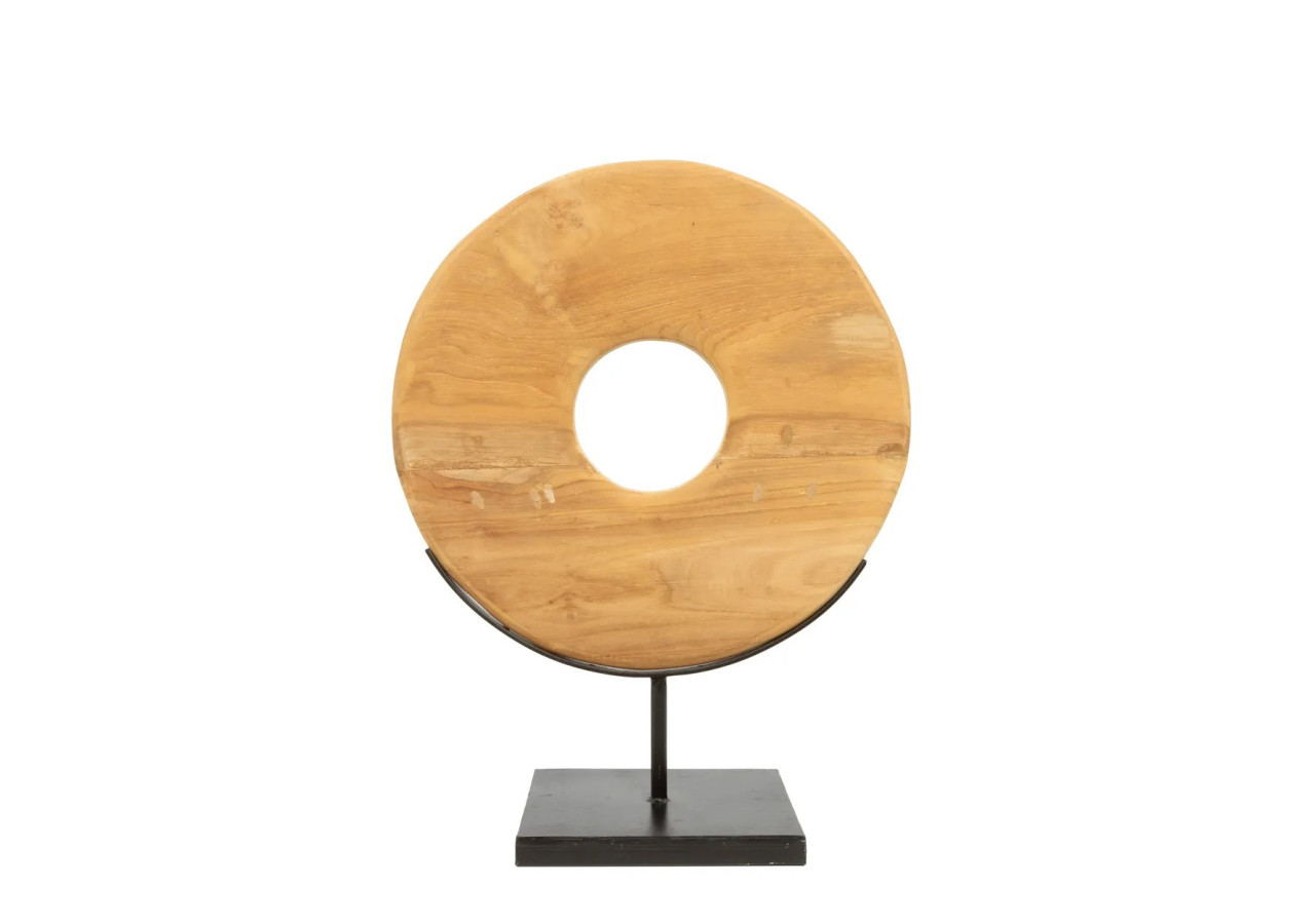 Disque en Teck sur Socle - Moyen - JAAM030N-M - Bazar Bizar