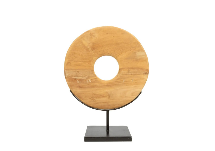 Disque en Teck sur Socle - Moyen - JAAM030N-M - Bazar Bizar