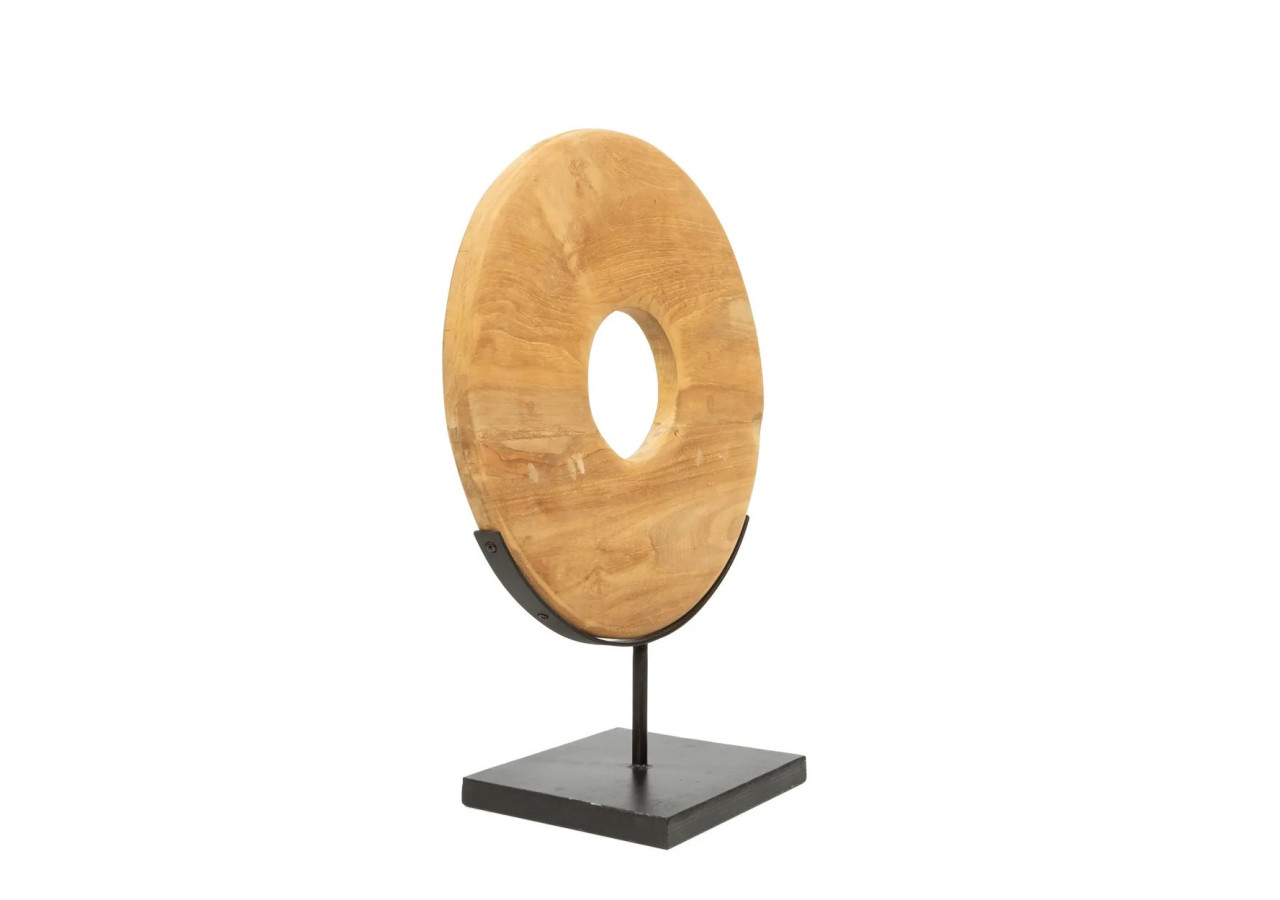 Disque en Teck sur Socle - Moyen - JAAM030N-M - Bazar Bizar