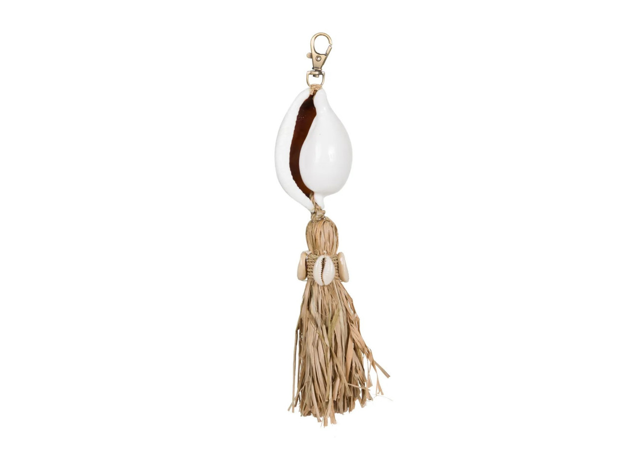 Porte-clés Kubu - Blanc Naturel avec Coquillage - BALE076WN - Bazar Bizar