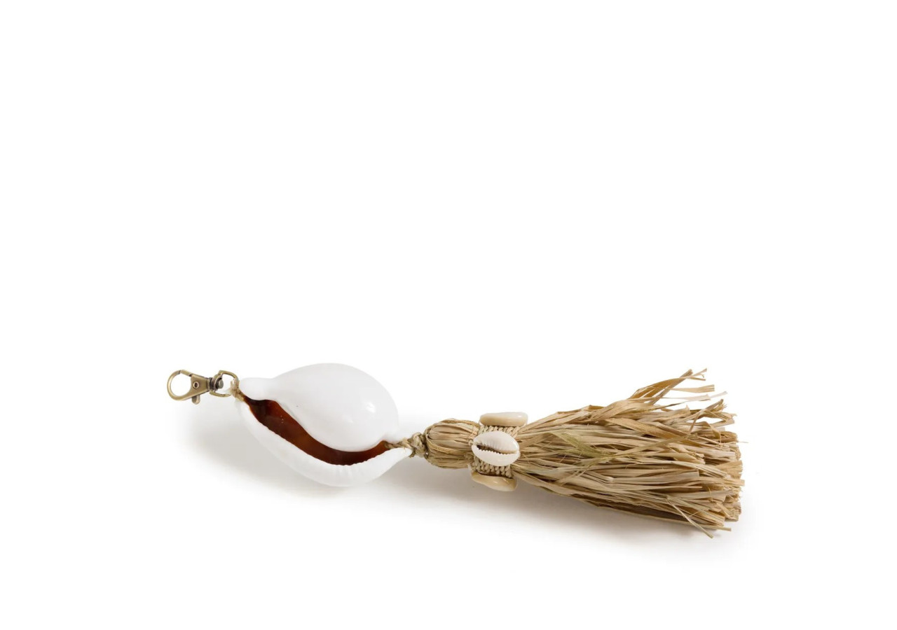 Porte-clés Kubu - Blanc Naturel avec Coquillage - BALE076WN - Bazar Bizar