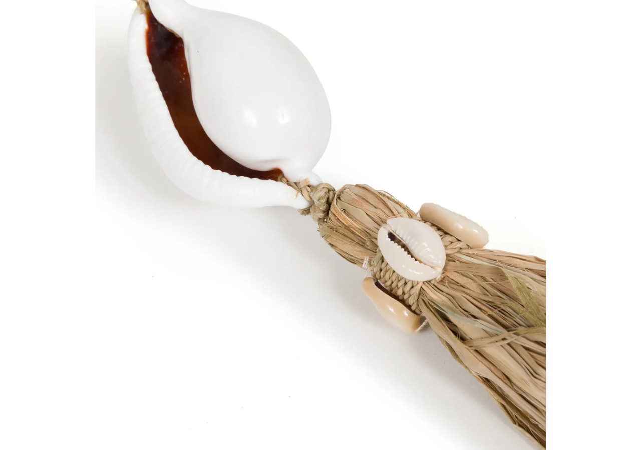 Porte-clés Kubu - Blanc Naturel avec Coquillage - BALE076WN - Bazar Bizar