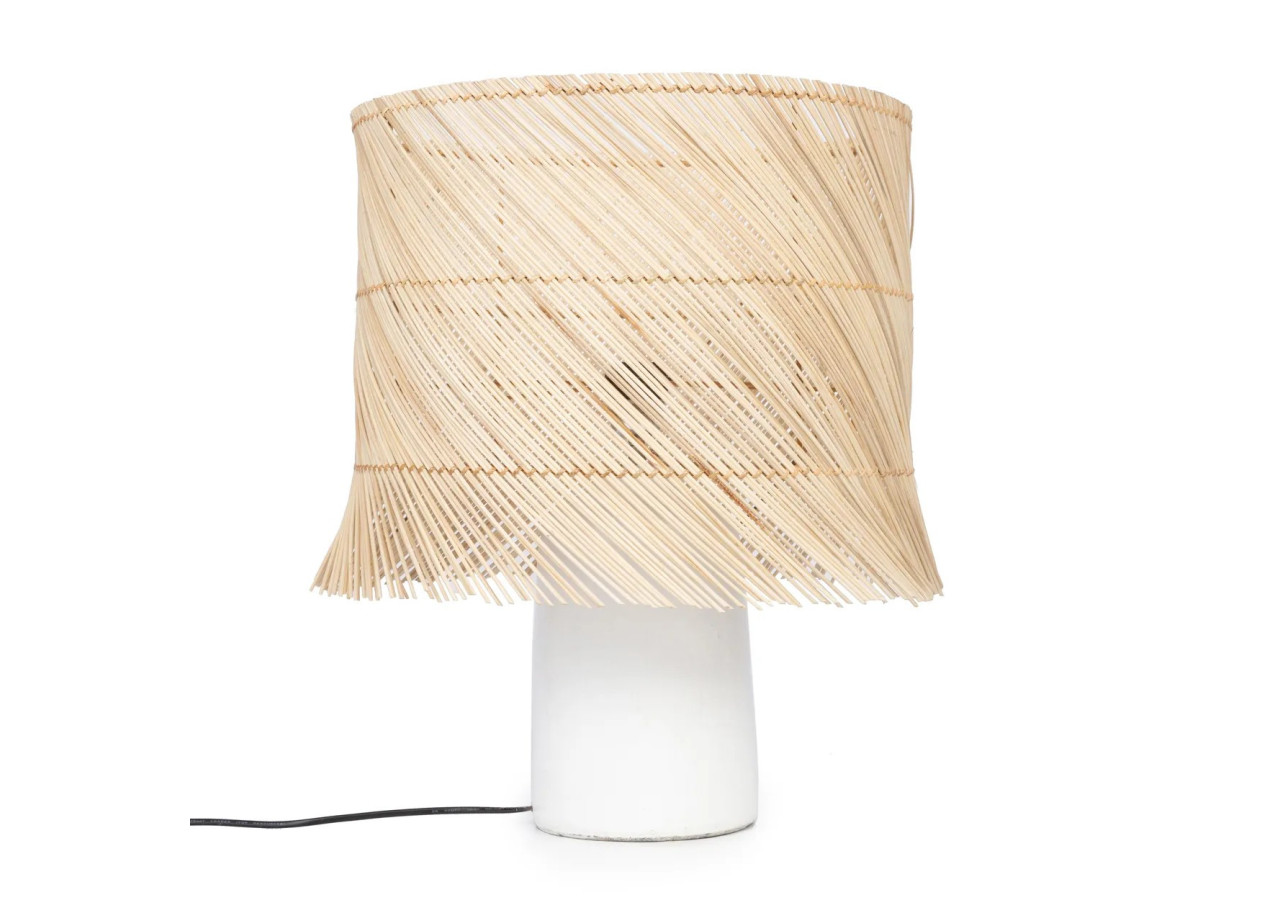 Lampe de Table en Rotin - Blanc Naturel - JABR051WN-40 - Bazar Bizar