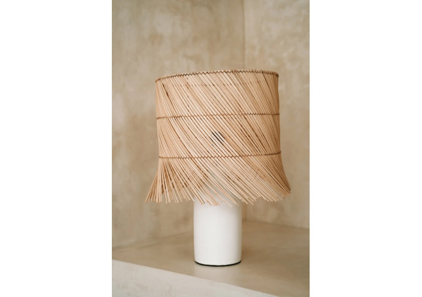 Lampe de Table en Rotin - Blanc Naturel - JABR051WN-40 - Bazar Bizar
