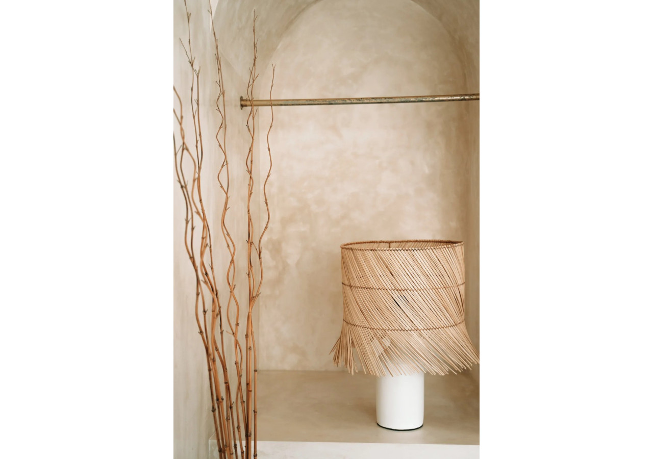 Lampe de Table en Rotin - Blanc Naturel - JABR051WN-40 - Bazar Bizar