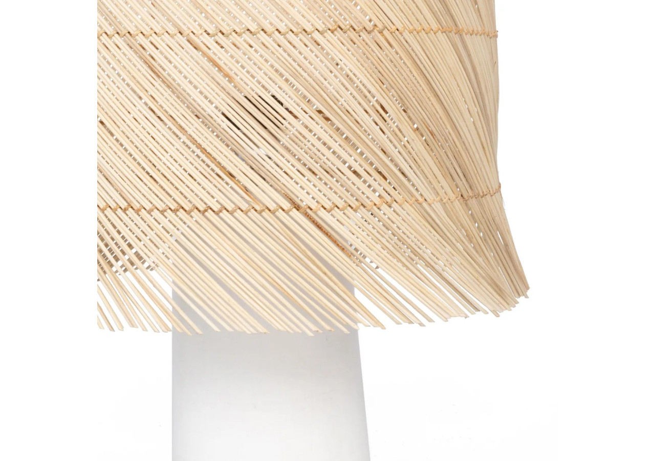 Lampe de Table en Rotin - Blanc Naturel - JABR051WN-40 - Bazar Bizar