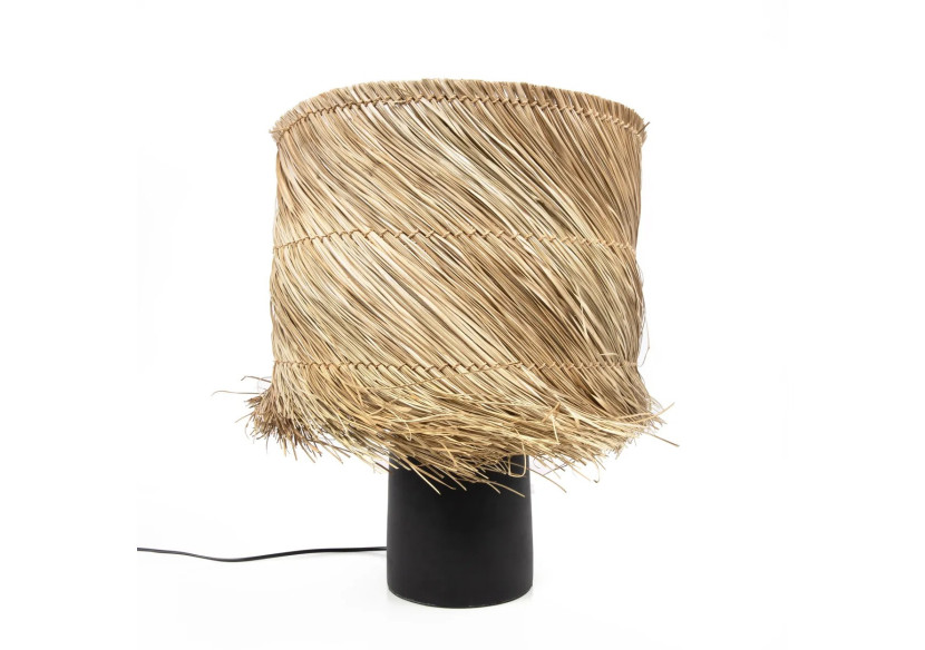 Lampe de Table Pandan - Noir Naturel, Franges en Sisal - JABR050BN-40 - Bazar Bizar
