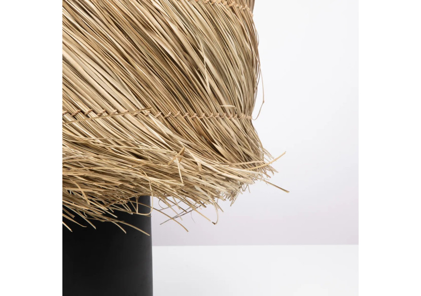 Lampe de Table Pandan - Noir Naturel, Franges en Sisal - JABR050BN-40 - Bazar Bizar