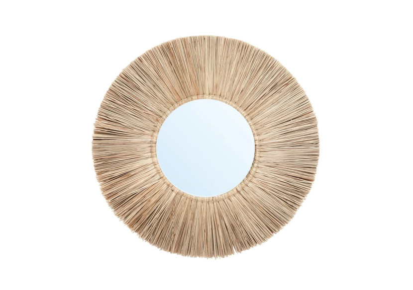 Miroir Alang Alang - Naturel, Style Boho - BALE070N-M-45 - Bazar Bizar