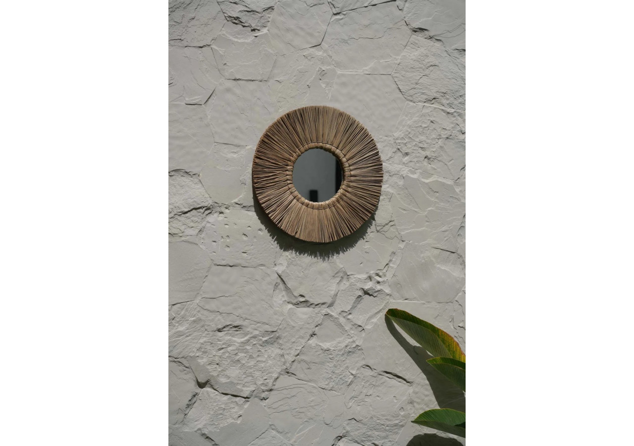 Miroir Alang Alang - Naturel, Style Boho - BALE070N-M-45 - Bazar Bizar
