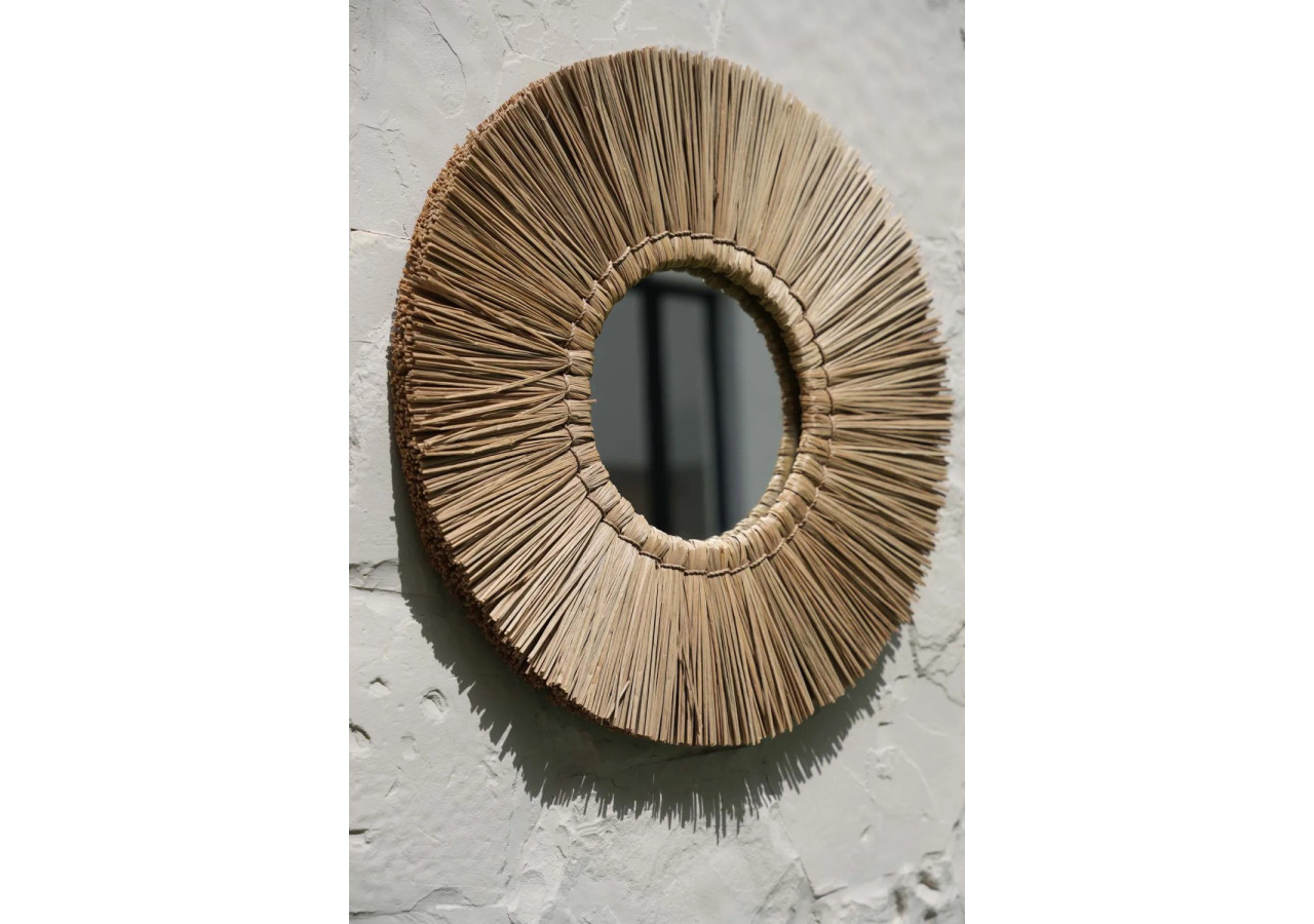 Miroir Alang Alang - Naturel, Style Boho - BALE070N-M-45 - Bazar Bizar