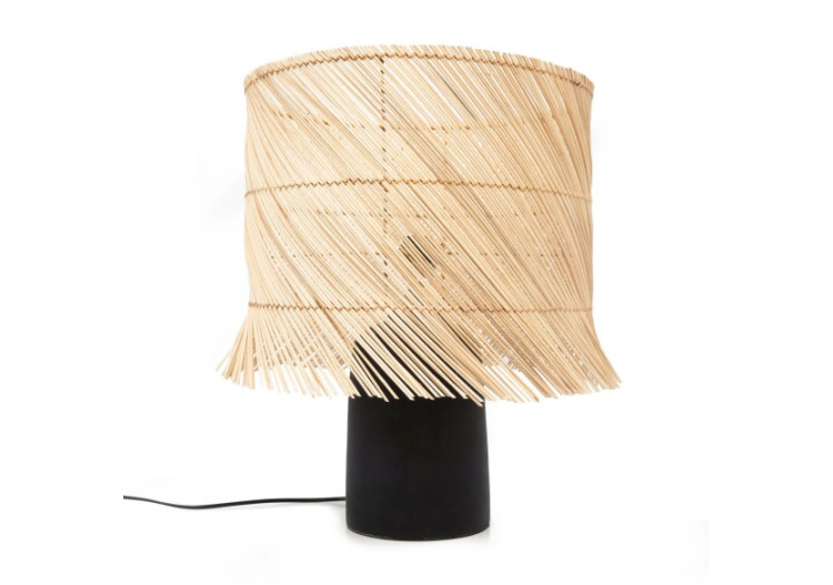 Lampe de Table Rattan - Noir Naturel, Éclairage Cosy - JABR051BN-40 - Bazar Bizar