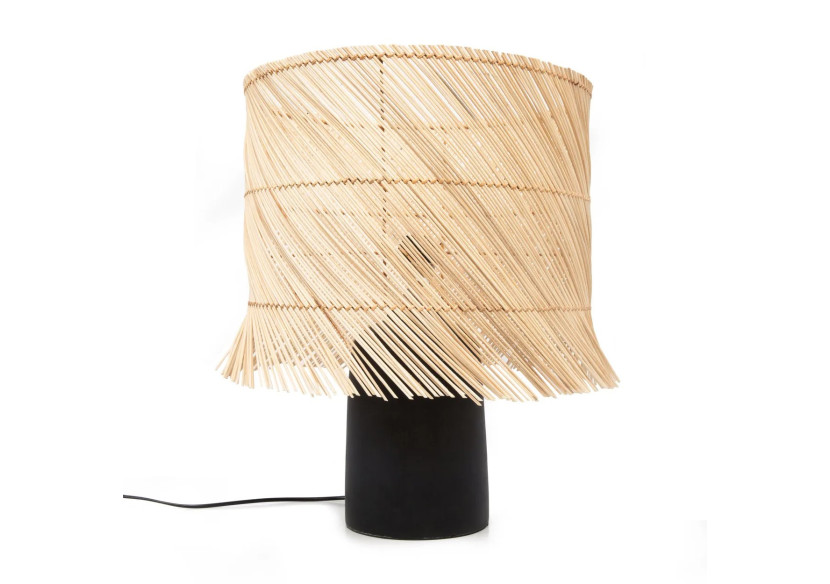Lampe de Table Rattan - Noir Naturel, Éclairage Cosy - JABR051BN-40 - Bazar Bizar