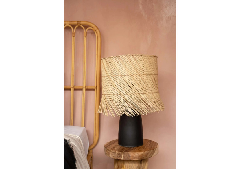 Lampe de Table Rattan - Noir Naturel, Éclairage Cosy - JABR051BN-40 - Bazar Bizar