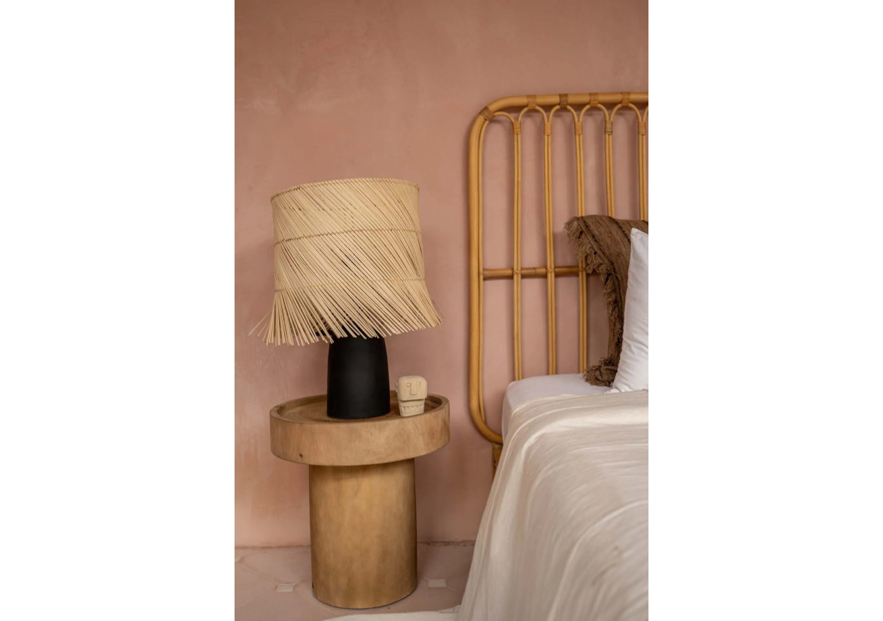 Lampe de Table Rattan - Noir Naturel, Éclairage Cosy - JABR051BN-40 - Bazar Bizar