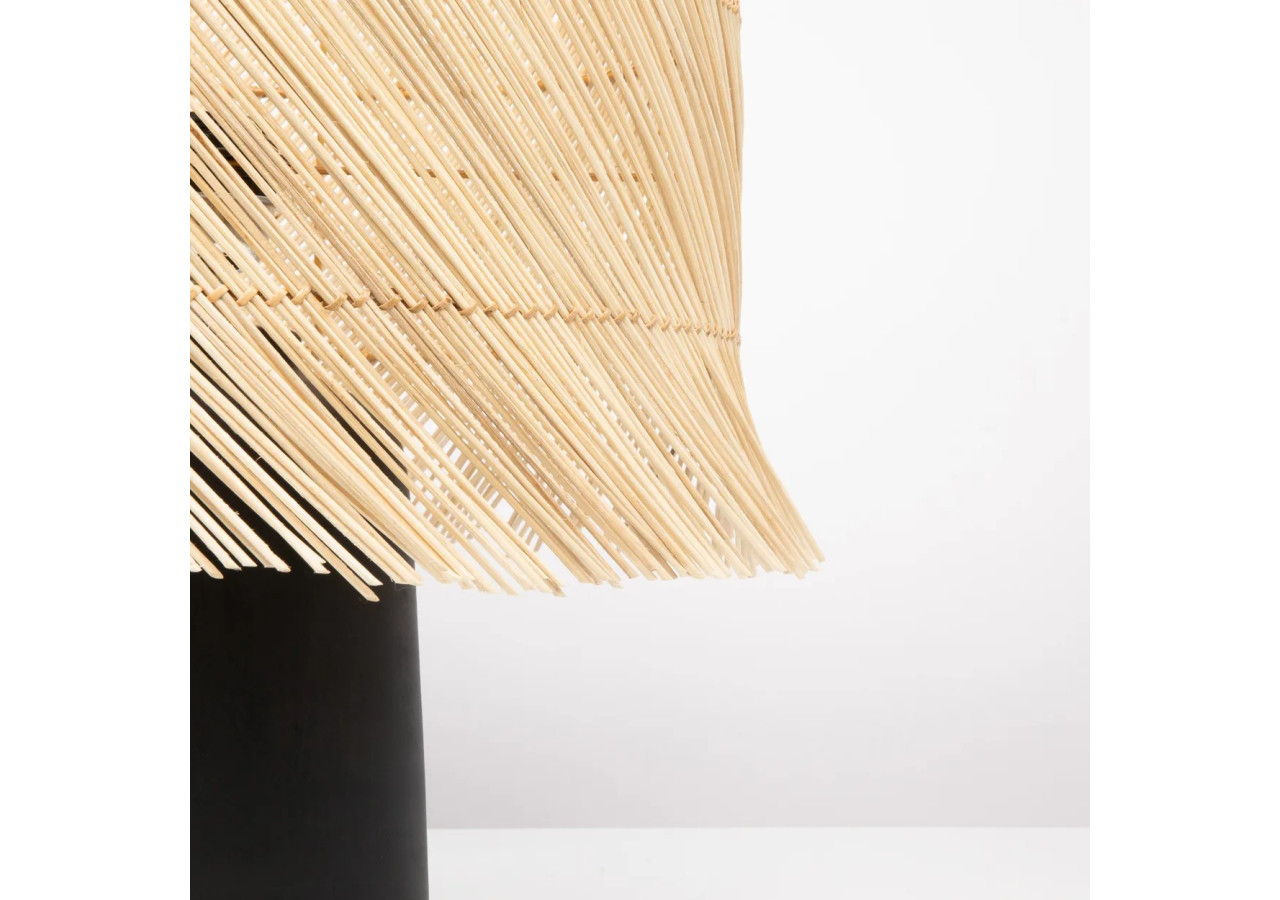 Lampe de Table Rattan - Noir Naturel, Éclairage Cosy - JABR051BN-40 - Bazar Bizar