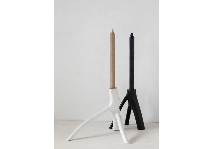 Bougeoir Triple Branche - Blanc, Design Organique - JABR035W - Bazar Bizar