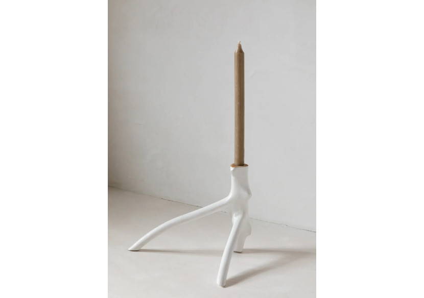 Bougeoir Triple Branche - Blanc, Design Organique - JABR035W - Bazar Bizar