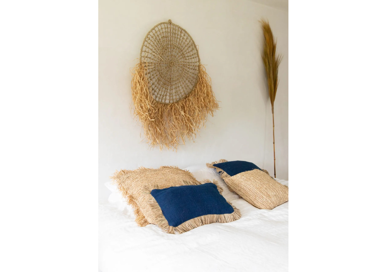 Housse de Coussin Saint Tropez - Bleu Naturel, 30x50 cm - JABR025BlueN-30x50 - Bazar Bizar