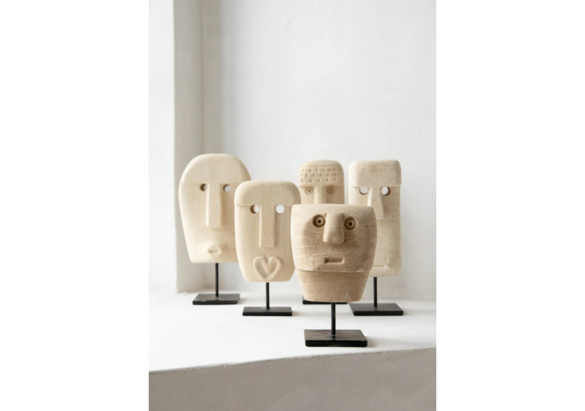 Statue en Pierre Sumba n°22 avec Socle - Artisanat d'Indonésie - BAHRA022 - Bazar Bizar