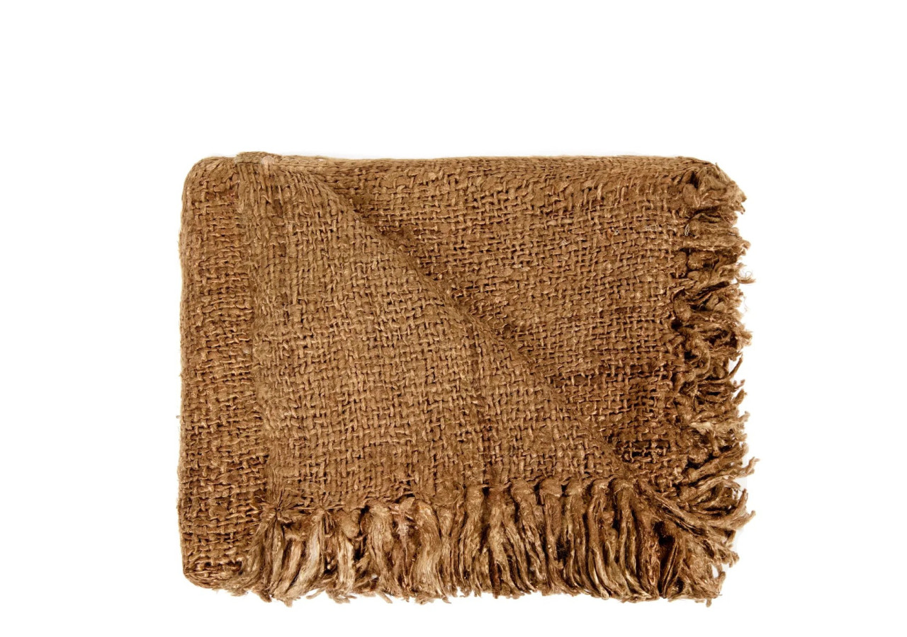 Plaid de Luxe Tissé à la Main - Marron 40 - INIE002Br - Bazar Bizar