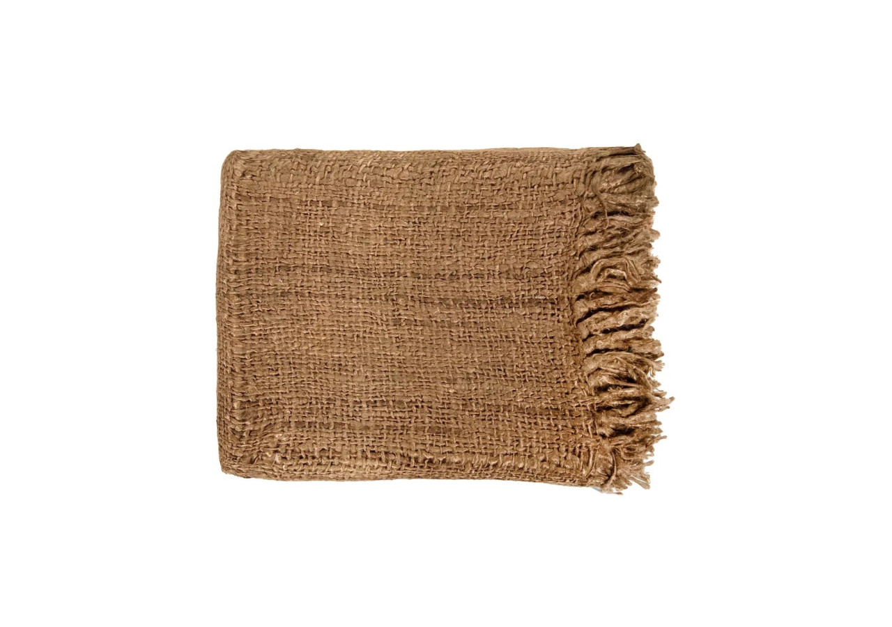 Plaid de Luxe Tissé à la Main - Marron 40 - INIE002Br - Bazar Bizar