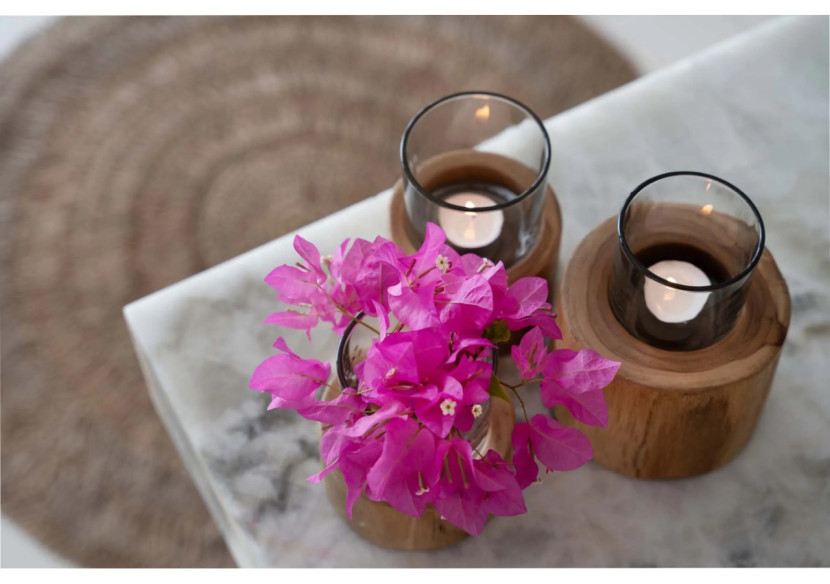 Trio de Bougies en Teck - Ensemble de 3 - JACA022N-SET3 - Bazar Bizar