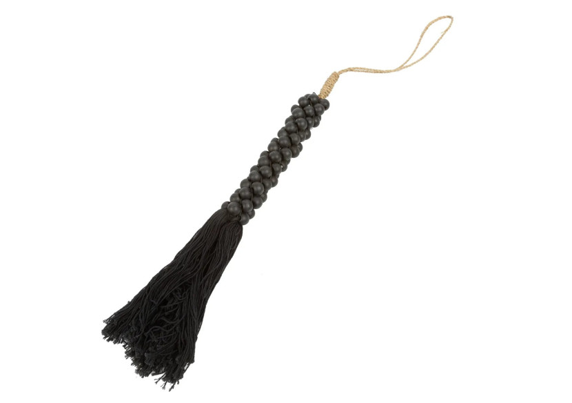 Tassel en Coton et Perles en Bois - Noir - BALE049B - Bazar Bizar