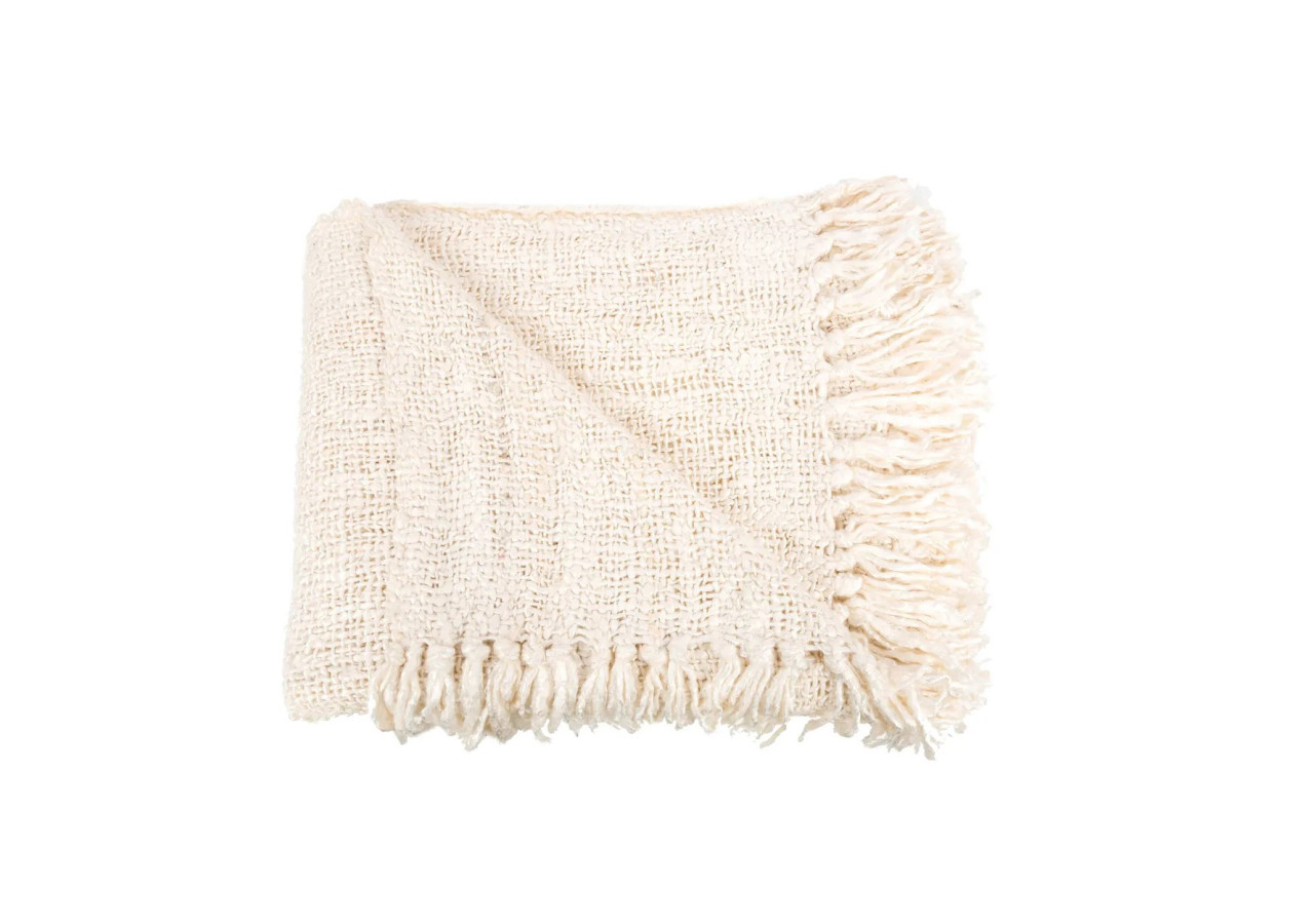 Plaid de Luxe Tissé à la Main - Crème - INIE002Cr - Bazar Bizar