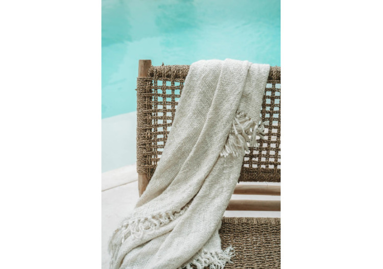 Plaid de Luxe Tissé à la Main - Crème - INIE002Cr - Bazar Bizar 2