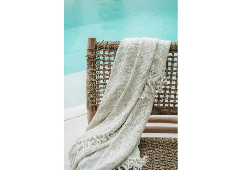 Plaid de Luxe Tissé à la Main - Crème - INIE002Cr - Bazar Bizar