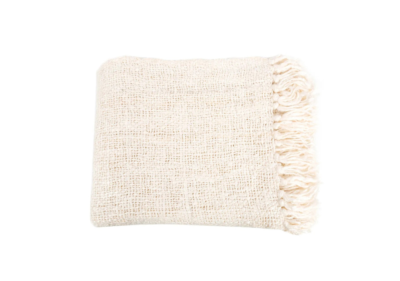 Plaid de Luxe Tissé à la Main - Crème - INIE002Cr - Bazar Bizar