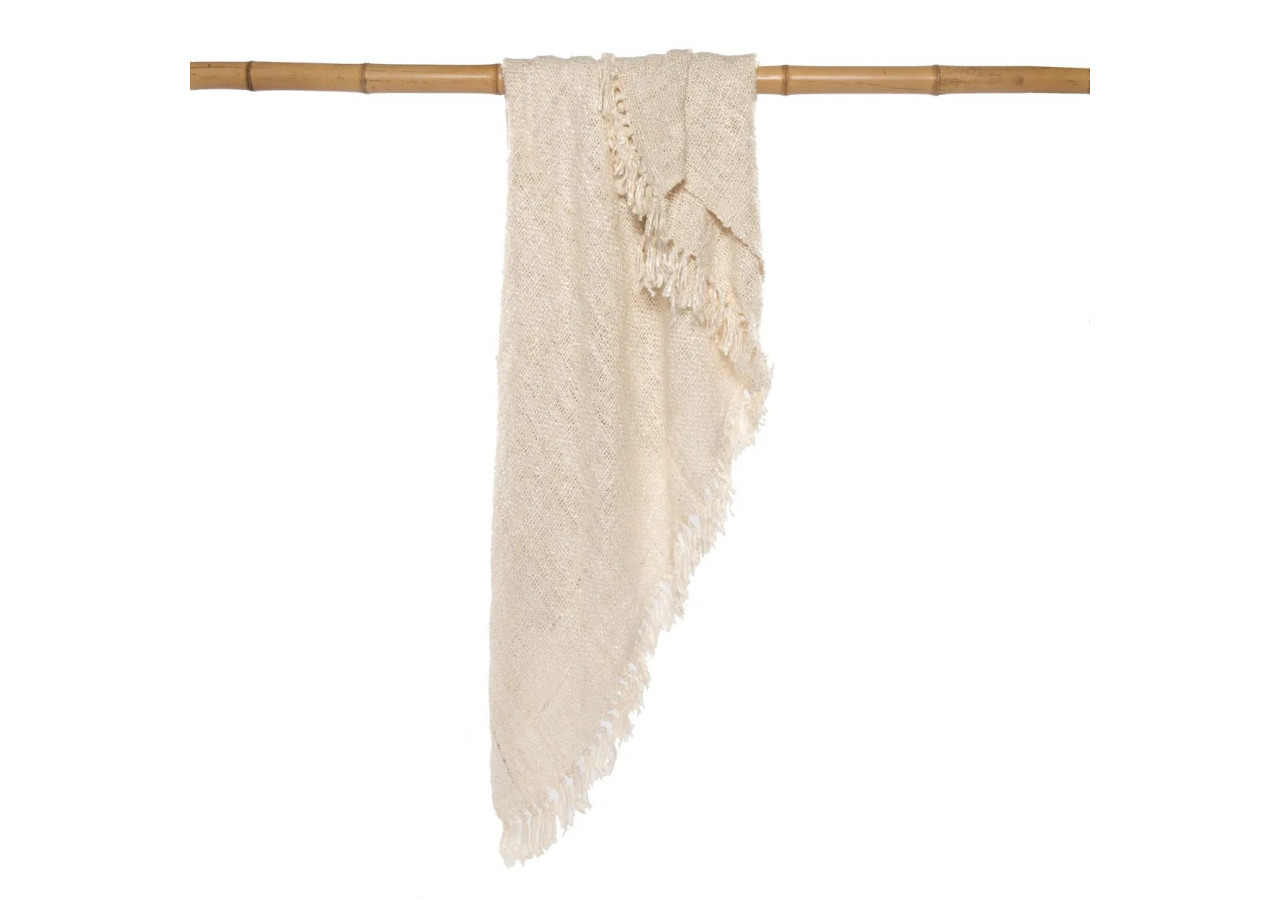 Plaid de Luxe Tissé à la Main - Crème - INIE002Cr - Bazar Bizar
