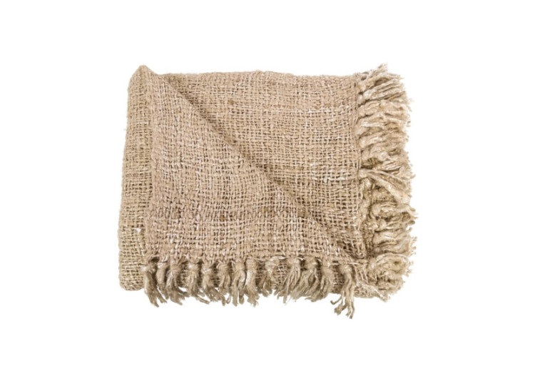 Plaid S'il Vous Plaid - Beige - Tissu Coton Luxe - INIE002Be - Bazar Bizar