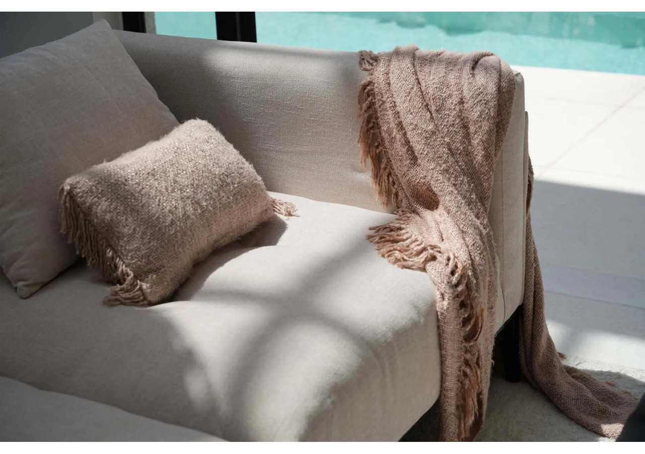 Plaid S'il Vous Plaid - Beige - Tissu Coton Luxe - INIE002Be - Bazar Bizar