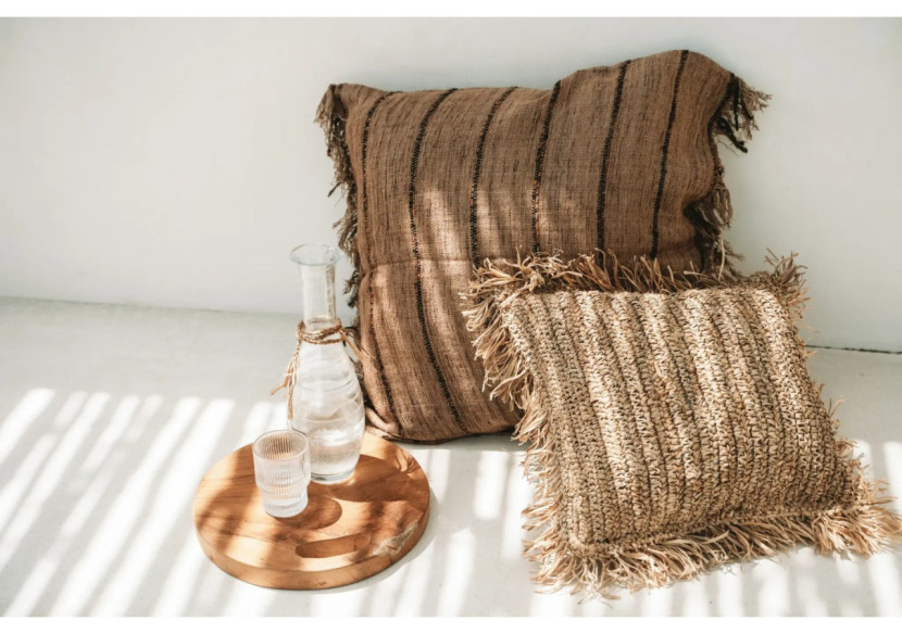 Housse de Coussin Oh My Gee - Beige Noir - 60x60 - INIE001BeB-60x60 - Bazar Bizar