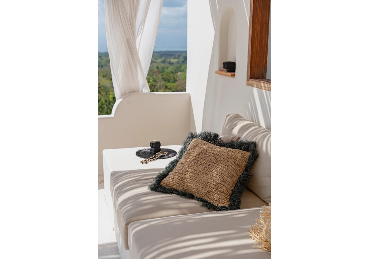 Housse de Coussin Raffia - Naturel Noir - 60x60 - BA034NB-L-60x60 - Bazar Bizar