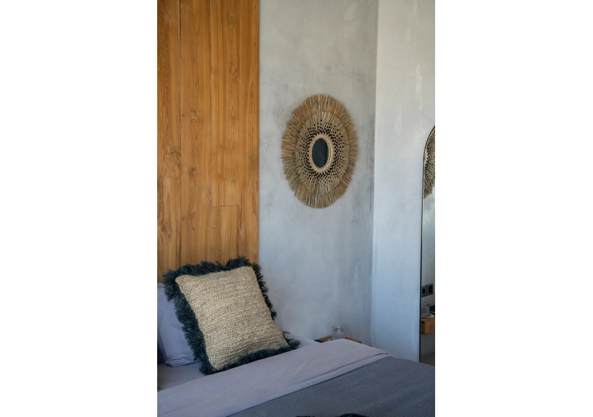 Housse de Coussin Raffia - Naturel Noir - 60x60 - BA034NB-L-60x60 - Bazar Bizar